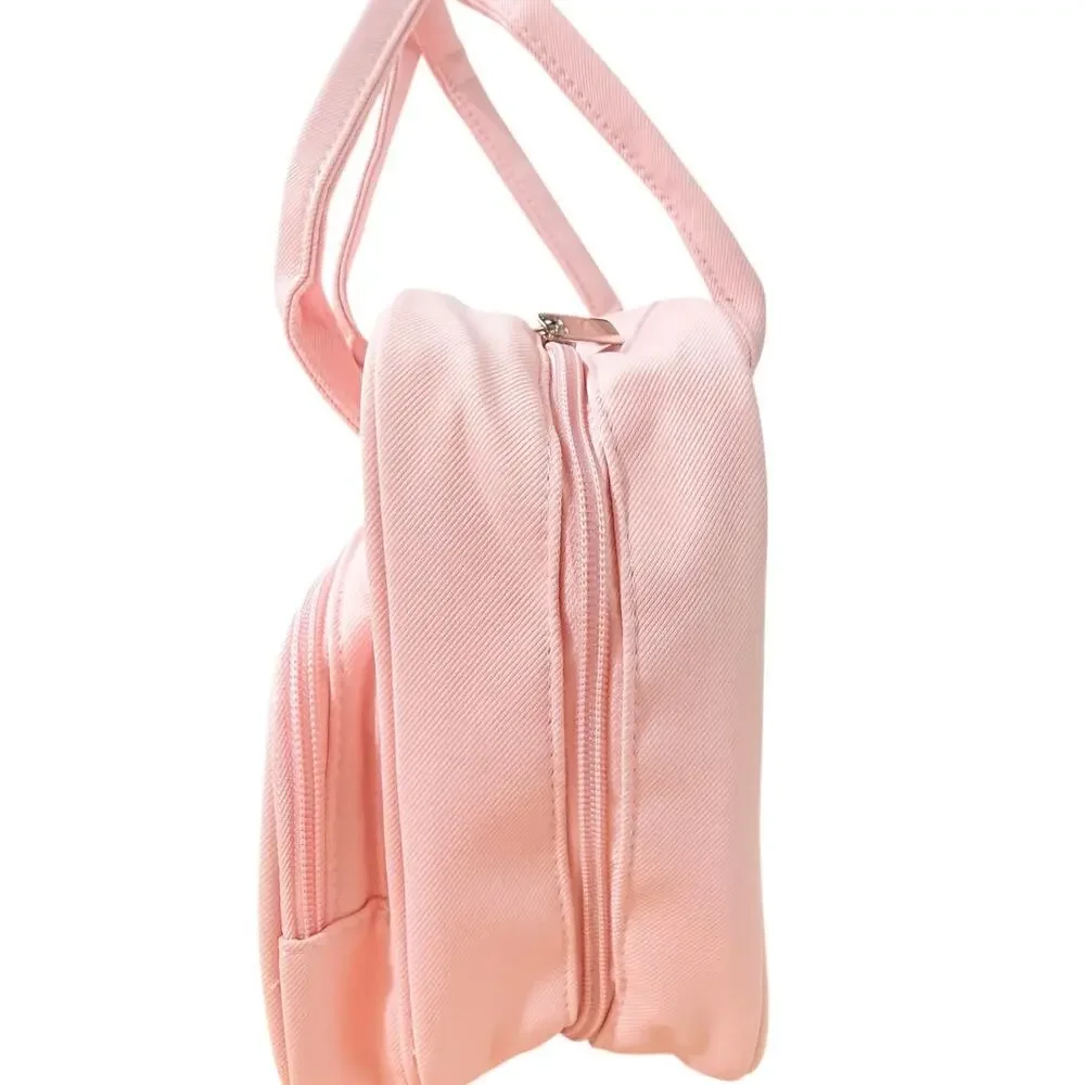 Pink Multi-Pocket Organizer Carrying Case Tote Bag Clear Front Pocket